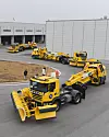 Snow plow trucks train at the Incheon International Airport on Tuesday in preparation of the winter season. While Korea remains open, the number of people traveling by air has dropped sharply. Airlines have been increasing air cargo services in order to minimize losses. [YONHAP]
