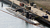 The U.S. Navy's nuclear-powered submarine USS Key West is seen at a dock at the South Korean Fleet Command in Busan on Wednesday. A public disclosure of the submarine's presence in Busan appears to be a warning to North Korea. [YONHAP]