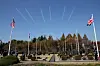 Smoke trails left behind after a flyover by a South Korean Air Force aerobatics team spells the symbolic numbers 11.11.11, marking the country's first official International Memorial Day for UN Veterans. [SONG BONG-GEUN]