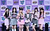 Girl group STAYC poses during a showcase for its EP ″Teddy Bear″ on Feb. 14 at the Yes24 Live Hall in Gwangjin District, eastern Seoul. [HIGHUP ENTERTAINMENT]