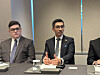 Ashik Chowdhury, Executive Chairman of the Bangladesh Investment Development Authority (BIDA), right, and Bangladesh Ambassador Toufiq Islam Shatil speak in a roundtable interview hosted after the “Gateway to Growth: Invest in Bangladesh” business seminar held at Hotel Pullman Ambassador Seoul Eastpole in eastern Seoul on Tuesday. [SEO JI-EUN]