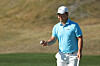 Kim Joo-hyung waves on the fourth green during the final round of The American Express at PGA West Pete Dye Stadium Course in La Quinta, California on Sunday. [GETTY IMAGES]