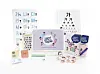 The 'Learn! Korean with TinyTAN' Korean language learning package developed by HYBE Edu consists of a “Student Book,” “Workbook,” the MotiPen, a set of vocabulary cards, a set of alphabet cards, two rolls of patterned tape and a pack of stickers including the Korean alphabet and the TinyTAN characters. [HYBE EDU]