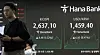 A screen in Hana Bank's trading room in central Seoul shows the Kospi closing at 2,637.10 points on March 20, up 8.48 points, or 0.32 percent, from the previous trading session. [YONHAP]
