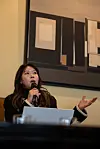 JYP Publishing CEO Sim Eun-jee speaks during the inaugural “Atelier K-pop Conference,” held on March 24 at the French embassy in western Seoul. [LEEWAY MUSIC & MEDIA]