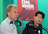 Jurgen Klinsmann, left, and Son Heung-min speak to reporters at Daejeon World Cup Stadium in Daejeon on Monday.  [NEWS1]