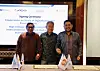 Representatives of PLN, Kepco and Siemens Energy Indonesia pose for a photo after signing an agreement for the collaboration of electric power transmission network in Indonesia on Monday. [KEPCO]