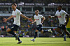 Tottenham Hotspur's Son Heung-min (left) celebrates after scoring a goal against Norwich City at Carrow Road Stadium in Norwich on May 22. [AP/YONHAP]