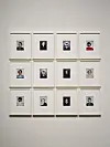 Polaroid photos taken by Warhol, showing him wearing his signature ″fright wig″ and posing in many ways [FONDATION LOUIS VUITTON & THE ANDY WARHOL FOUNDATION FOR VISUAL ARTS INC.]