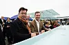 SK Group Executive Vice Chairman Chey Jae-won, left, and Kentucky Governor Andy Beshear pose for a photo during a groundbreaking ceremony of their battery plant in Glendale, Kentucky, on Dec. 5. [SK On]