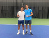 Chung Yun-seong, left, celebrates winning the men's doubles trophy at the ATP Orlando Open in Orlando, Florida on Saturday alongside Michail Pervolarakis of Greece. [YONHAP]