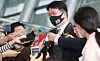 Hanjin KAL Chairman Cho Won-tae answers reporters' questions after a Korea-U.S. business leader meeting held in Yeouido, western Seoul, last week. [NEWS1]