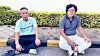Kim Seong-tae, former chairman of SBW Group, right, and Yang Seon-gil, current chairman of SBW Group, at a golf course in Thailand on Tuesday evening shortly after they were arrested by Thai police [JOONGANG ILBO]