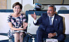 Reps. Young Kim, left, and Ami Bera, hold a press conference in a hotel in central Seoul Wednesday, during a six-day visit by an eight-member bipartisan delegation of the Congressional Study Group on Korea. [YONHAP]