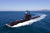 A photo of Korea's second homegrown 3,000-ton submarine, the ROKS Ahn Mu, named after the renowned Korean independence fighter. The submarine carrying six ballistic missiles was commissioned at the Okpo shipyard of Daewoo Shipbuilding & Marine Engineering in Geoje, South Gyeongsang, on Thursday. [YONHAP]