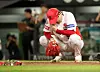 Kia Tigers starter Yang Hyeon-jong reacts after allowing a run at the top of the sixth inning during a game against the Hanwha Eagles at Gwangju Kia Champions Field in Gwangju on Friday. [YONHAP]