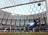 Marco Asensio fires the ball into the back of the net for Paris Saint-Germain's third goal in a game against Jeonbuk Hyundai Motors at Busan Asiad Main Stadium in Busan on Thursday. [NEWS1]