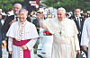 Pope Francis, right, with You Heung-sik, left, during the Pope's visit to South Korea in 2014. [JOINT PRESS CORPS]