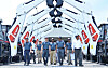 Doosan Bobcat Vice Chairman Scott Park, fourth from left, and President of Asia, Latin America and Oceania Park Hyung-won, third from left, visit the company's factory in Chennai, India. [DOOSAN BOBCAT]