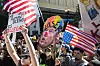 Protesters march through the streets of downtown as part of a nation wide No Kings demonstration on June 14, in Chicago, Illinois. [AFP/YONHAP]