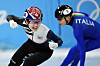 Choi Min-jeong reacts after winning the women's 1500-meters final during the short track speedskating competition at the 2022 Winter Olympics on Wednesday in Beijing. [AP/YONHAP]