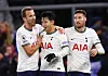 Tottenham Hotspur's Son Heung-min, center, celebrates scoring their fourth goal against Crystal Palace with Harry Kane, left, and Matt Doherty at Selhurst Park in London on Wednesday. [REUTERS/YONHAP]