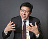 Busan Mayor Park Heong-joon speaks to Cheong Chul-gun, the CEO of this paper, at the JW Marriott Hotel Seoul in Seocho District, southern Seoul, last Wednesday, nearly 100 days before the voting day that will determine the host city for the 2030 World Expo. [PARK SANG-MOON]