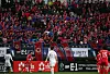 North Korean football fans cheer for their women's team during a 2017 EAEF E-1 Football Championship match against South Korea at Fukuda Denshi Arena in Chiba, Japan on Dec. 11, 2017. [YONHAP]