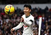 Tottenham Hotspur's Son Heung-min in action without his carbon-fiber protective face mask during a game against Aston Villa at Tottenham Hotspur Stadium in London on Sunday. [REUTERS/YONHAP]