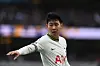 Son Heung-min discards his protective face mask during a game against Aston Villa at Tottenham Hotspur Stadium in London on Sunday. [EPA/YONHAP]