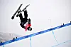 Lee Seung-hun practices before the start of the freestyle skiing men's freeski halfpipe qualification run during the Beijing 2022 Winter Olympic Games at the Genting Snow Park H & S Stadium in Zhangjiakou on Thursday. [AFP/YONHAP]