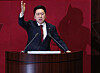 People Power Party leader Kim Gi-hyeon delivers a parliamentary speech at the National Assembly in Yeouido, western Seoul, on Tuesday. [NEWS1]