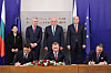 Hyundai Engineering and Construction CEO Yoon Young-joon, far left in the front row, signs a deal with officials of Bulgaria's state nuclear power plant builder to build two reactors in Sofia, Bulgaria. [HYUNDAI ENGINEERING AND CONSTRUCTION]