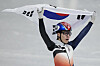 Hwang Dae-heon celebrates after winning the men's 1,500-meter short track speed skating event at the Capital Indoor Stadium at the 2020 Beijing Games. [AP/YONHAP]