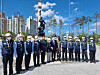 Colombian Ambassador to Korea Juan Carlos Caiza Rosero, fifth from left, deputy minister of patriots and veterans affairs of Korea, Lee Nam-woo, seventh from left, and veterans of the Korean War (1950-53) commemorate the 70th anniversary of the arrival of the Colombian battalion, at Colombia Park in Incheon, where a monument to the Colombian veterans stands. The country sent 5,100 soldiers to Korea from 1951 to 1954 and the first group arrived on June 16, 1951. [EMBASSY OF COLOMBIA IN KOREA]