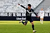 Bordeaux's Korean forward Hwang Ui-jo celebrates after scoring a goal during a French Ligue 1 football against Strasbourg in Bordeaux on Sunday. [AFP/YONHAP]