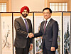 Finance Minister Choi Sang-mok, right, shakes hands with President of the World Bank Ajay Banga ahead of their meeting in Seoul on Jan. 25. [YONHAP]