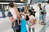 Families evacuated from Kabul, Afghanistan, arrive at Washington Dulles International Airport in Virginia Saturday. The Pentagon is considering overseas U.S. bases in Korea, Japan Germany, Kosovo, Bahrain and Italy as potential housing sites for Afghan evacuees, reported the Wall Street Journal. [AP/YONHAP]