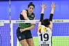 Yassmeen Bedart-Ghani of Hyundai Hillstate attacks during a the match against Korea Expressway Hi-pass on Sunday at Suwon Gymnasium in Suwon. [YONHAP]