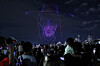 Jinu of Saja Boys from Netflix's animated film 'KPop Demon Hunters' appears in the night sky during the “2025 Hangang Drone Light Show” at Ttukseom Hangang Park in eastern Seoul on Sept. 7. [NEWS1]