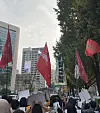 A demonstration in downtown Seoul is pictured. [NASIM RAGUS]