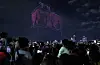 Saja Boys from Netflix's animated film 'KPop Demon Hunters' appears in the night sky during the “2025 Hangang Drone Light Show” at Ttukseom Hangang Park in eastern Seoul on Sept. 7. [NEWS1]