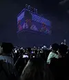 Saja Boys from Netflix's animated film 'KPop Demon Hunters' appears in the night sky during the “2025 Hangang Drone Light Show” at Ttukseom Hangang Park in eastern Seoul on Sept. 7. [NEWS1]