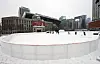 An outdoor skate rink covered in snow is shown in front of Seoul City Hall on Wednesday. The iconic stake rink is opening up for the first time since 2019 after being shut down due to the Covid-19 pandemic. The ice rink will run through Feb. 12 next year. [YONHAP]