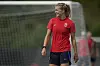 Norway's Ada Hegerberg stands on the field during a team practice at Seddon Fields in Auckland, New Zealand on Wednesday. [AP/YONHAP]