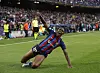 FC Barcelona's Asisat Oshoala celebrates after scoring against Roma during a Women's Champions League quarterfinal game at Camp Nou in Barcelona at March 29. [REUTERS/YONHAP]
