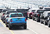 American-branded cars are parked at a port in Pyeongtaek, Gyeonggi, on July 31. [YONHAP]