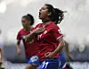 Costa Rica's Raquel Rodriguez celebrates after scoring the opening goal against Panama during a Concacaf Women's Championship match in Monterrey, Mexico on July 5, 2022. [AP/YONHAP]