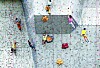 Sports climbers enjoy indoor climbing at an artificial rock wall in Nowon District, northern Seoul, on Wednesday. [KIM SANG-SEON]