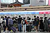 Passengers wait for check-in at Incheon International Airport on Monday. [NEWS1]